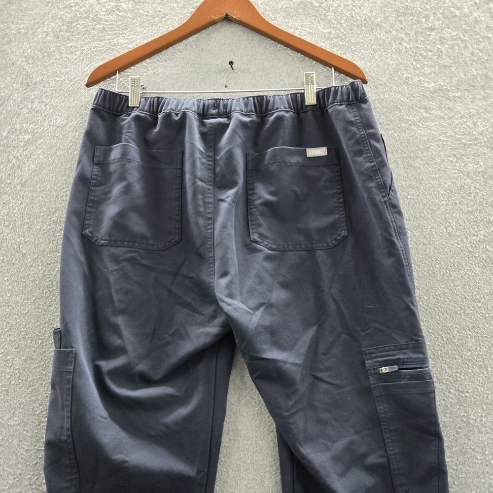 FIGS Men Scrub Pants Large Blue Cairo Cargo Pockets Drawstring 27